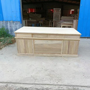 北方老榆木书桌写字台办公桌白茬白胚白坯新中式免漆老板桌大班台