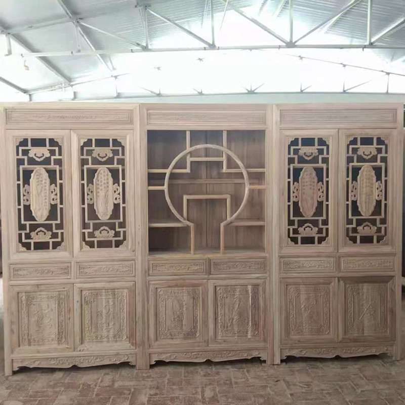 老榆木实木书柜中式书架