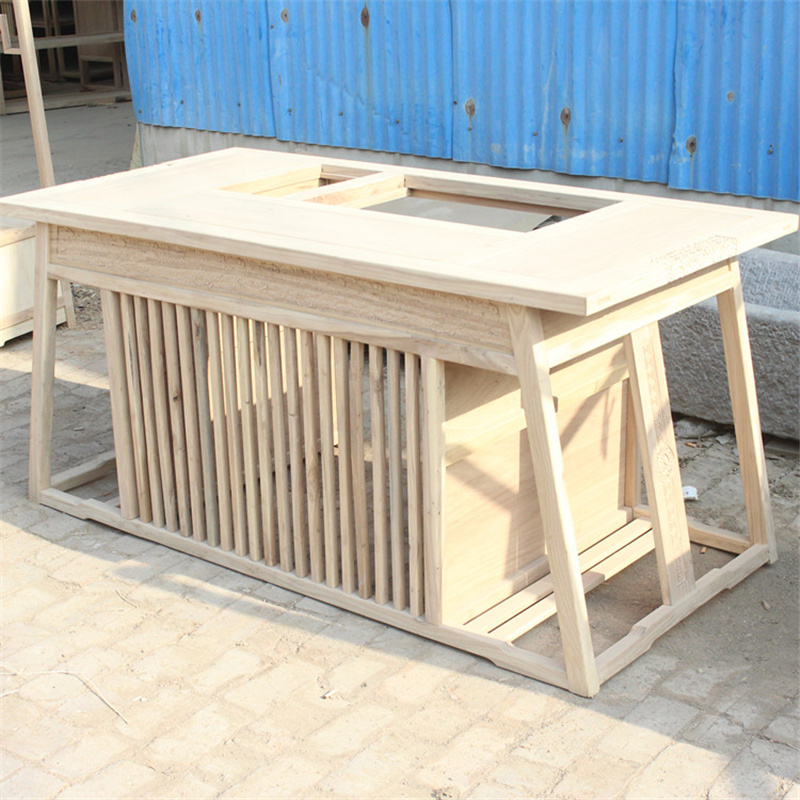 茶桌椅组合新中式实木功夫泡茶桌老榆木禅意简约现代茶道茶台白茬