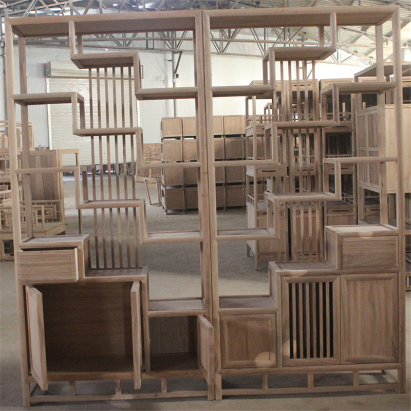 老榆木新中式隔断博古架置物架