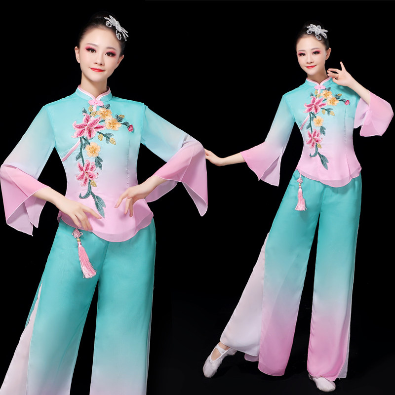 新款古典舞演出服女飘逸中国风民族舞蹈服装秧歌服舞台装表演服女