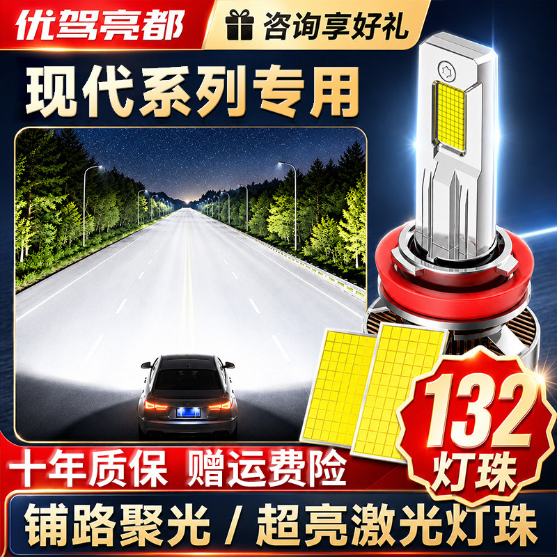 适用北京现代ix35名图索纳塔朗动领动led大灯远近一体汽车灯灯泡