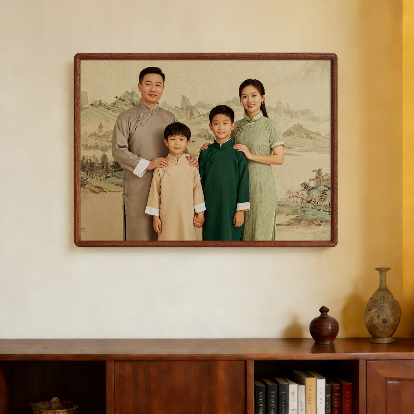黑胡桃木榫卯原木相框挂墙中式婚纱照全家福柚木画框装裱照片定制
