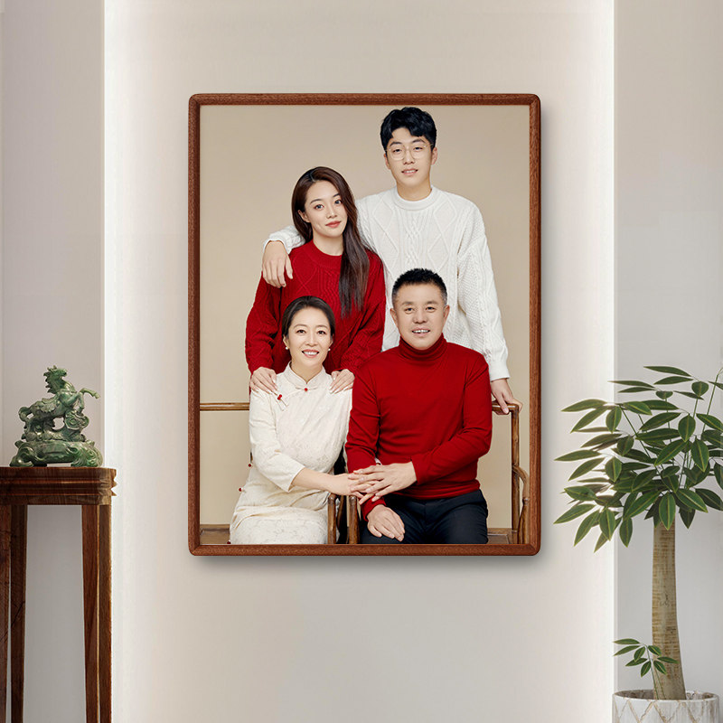 黑胡桃木榫卯原木相框挂墙中式婚纱照全家福柚木画框装裱照片定制