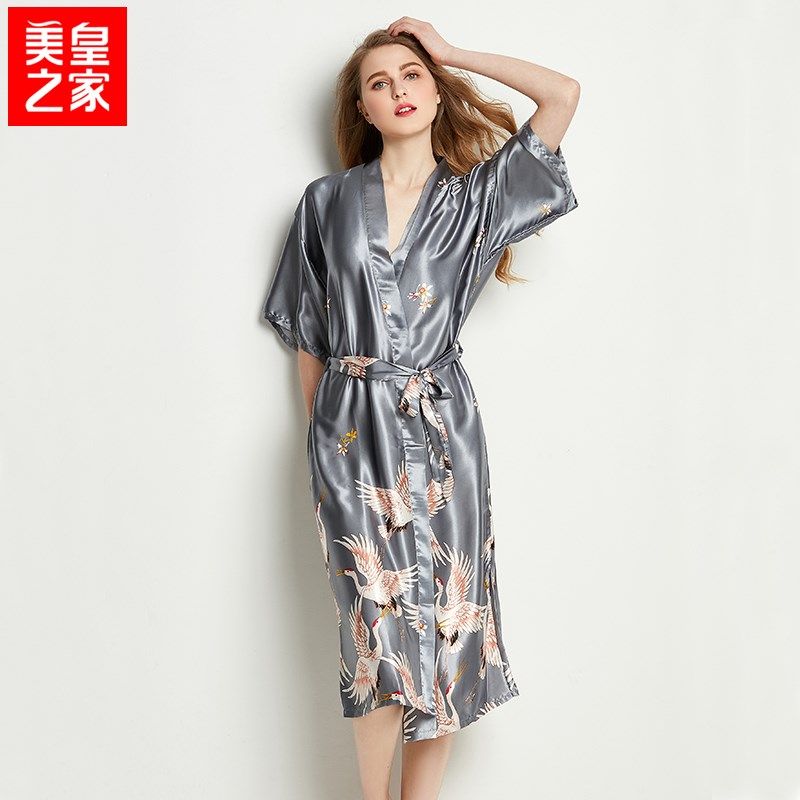 睡袍女夏浴袍春秋大码长款丝绸睡衣新娘婚礼晨袍冰丝家居服薄浴衣|msdalam kategori Pakaian Dalam/seluar dalam lelaki/tracksuit, gaun/jubah mandi - dari Buy2taobao.com untuk memberikan perkhidmatan ejen Taobao profesional membeli