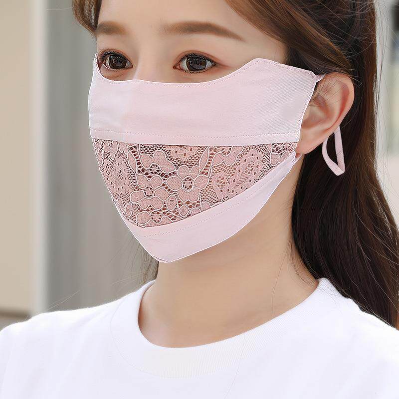 夏防晒口罩女透气眼镜不起雾薄款护眼角户外遮阳蕾丝防紫外线面罩