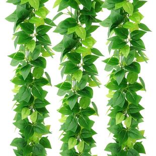 饰绿植缠绕绿叶树叶管道塑料花藤蔓植 高品质仿真常春藤假花藤条装