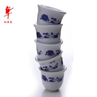 高品质老式青花瓷器小号酒盅舞蹈子白酒杯祭祀祭祖供奉陶瓷瓷道具