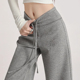 灰色糯米微喇阔腿裤 运动裤 子女秋冬加绒2025新款 面膜休闲直筒卫裤