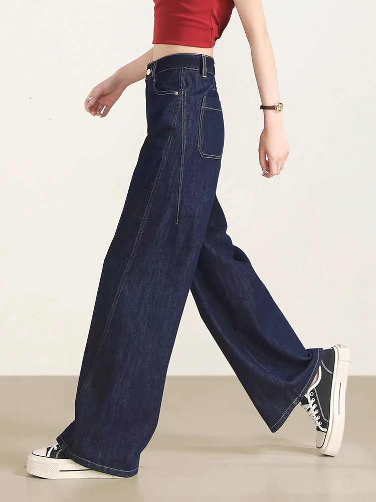 深蓝色阔腿牛仔裤的妇女夏季瘦2025新高腰垂直牛仔弯刀裤,女装/女士精品,牛仔裤,淘宝优惠券,粉丝福利购,淘宝优惠卷