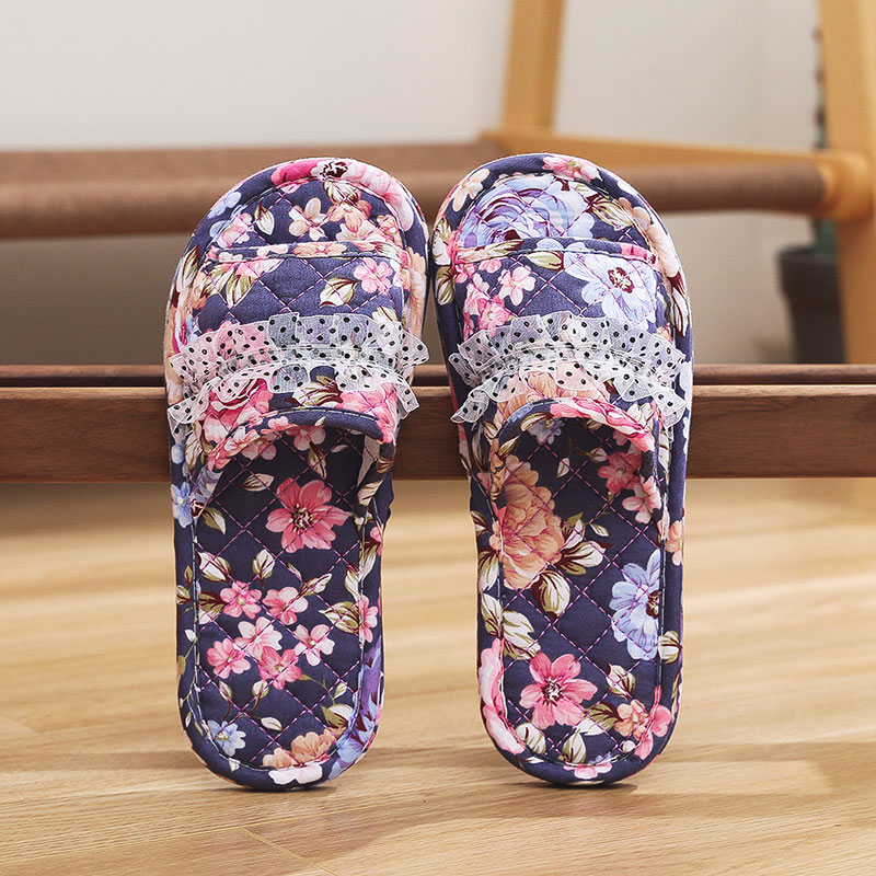 新款家居家室内纯棉布艺布底拖鞋男女情侣无声木地板夏季可机洗