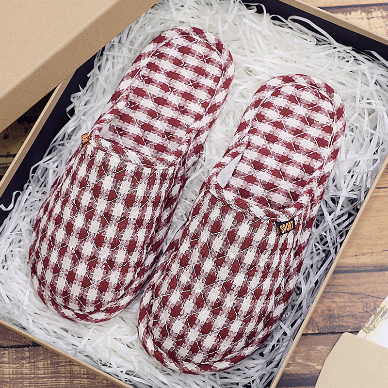 秋冬季静音木地板美容院布底拖鞋