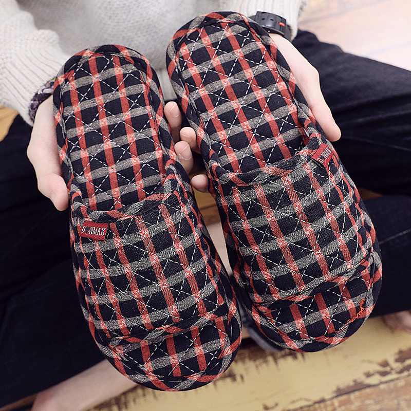 肥大静音春秋四季纯棉布底拖鞋