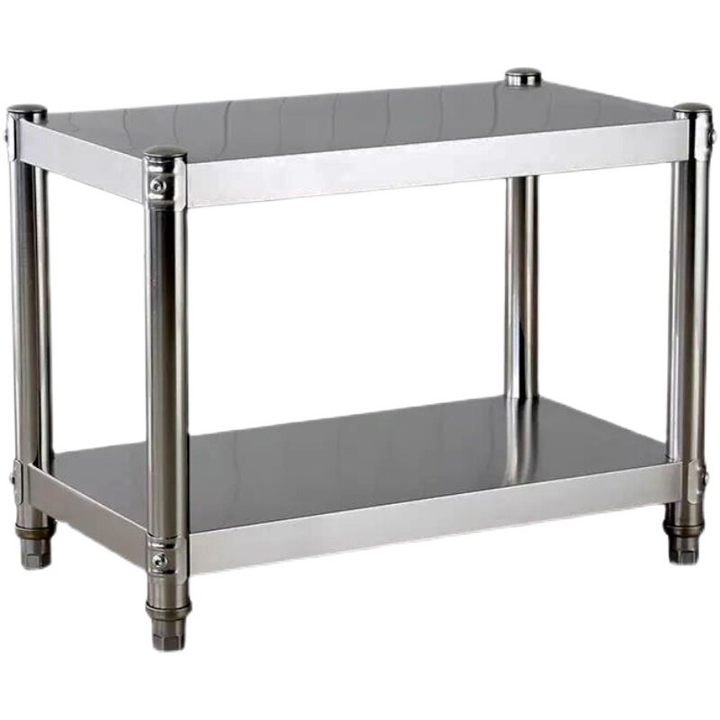 领超304厨房不锈钢置物架 两层碗碟微波炉收纳架子防锈烤箱落地家