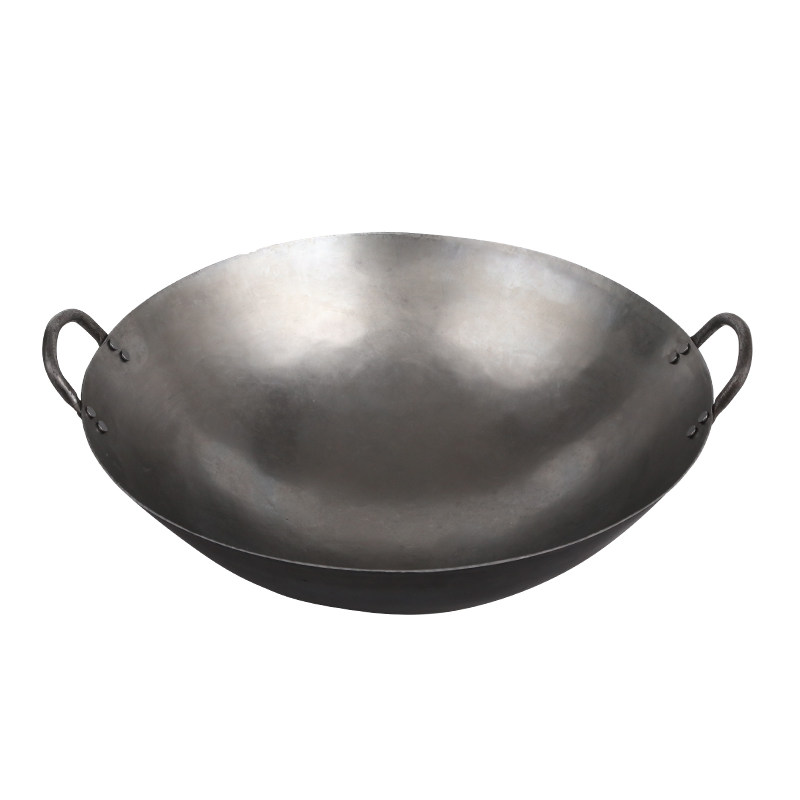 领超老式铸铁锅灶锅无涂层家用双耳铁锅 加厚厨师炒锅食堂铁锅地