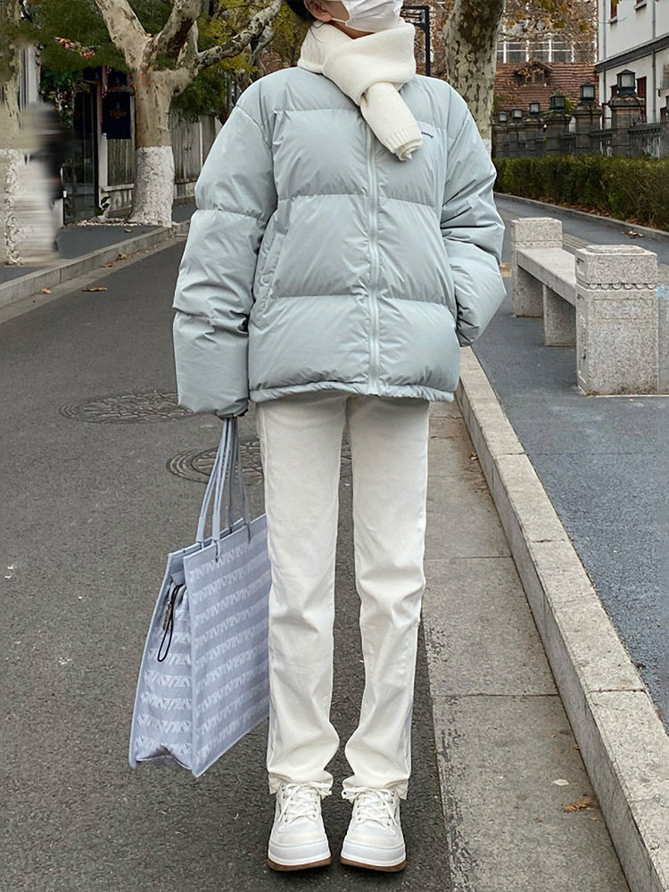 白色直筒牛仔裤女春秋2025年新款高腰显瘦小个子窄版阔腿烟管裤子