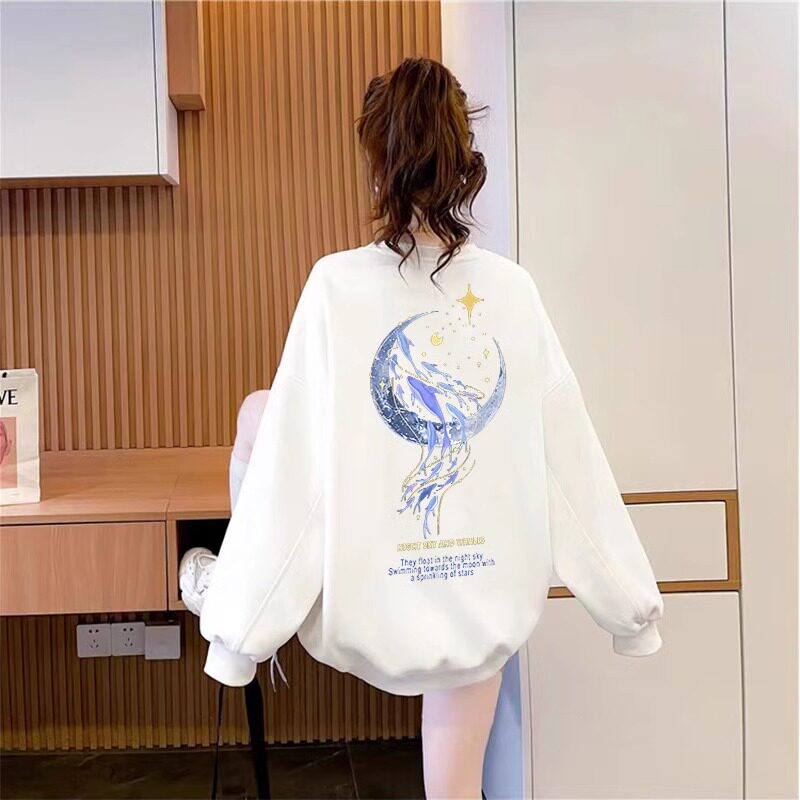 卫衣2025新款女春秋薄款宽松韩版洋气圆领中长款慵懒上衣女潮ins