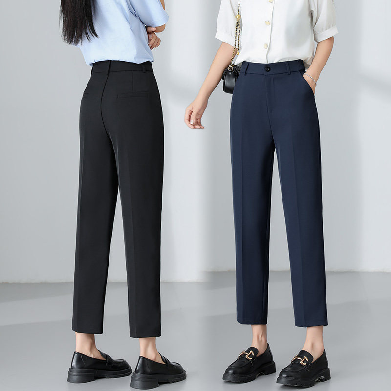 直筒西装裤女夏季薄款2025新款通勤显瘦职业百搭小个子九分烟管裤