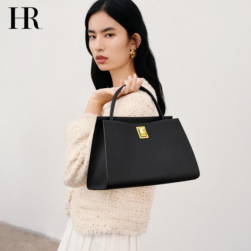 HR赫莲娜女包2025春夏新款轻奢女式荔枝纹手拎包高级通勤手提包包