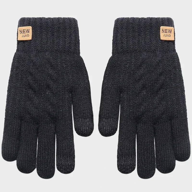 Men Knitted Thick Thermal Full Finger Gloves Women Men Fashi