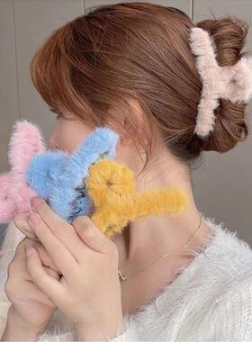 Hair clip female shark plush grab clip hair accessories