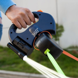 Dual Dog Rope Leash with Light Retractable Double Pet Tracti