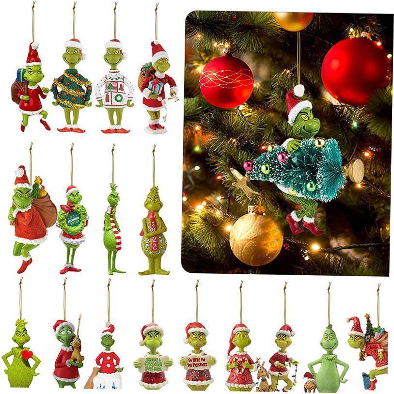 Christmas Ornaments Green Hairy Monster Xmas Tree Hanging Pe