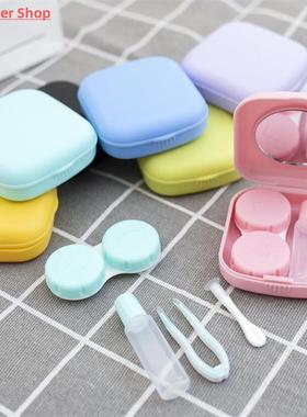 1pc New Mini Square Contact Lens Case with Mirror Women Colo