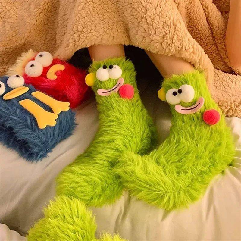 Cartoon Fluffy Socks for Women Man Cute Pattern Fuzzy Warm F