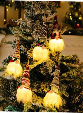 Christmas knitted hat band lits faceless doll tree