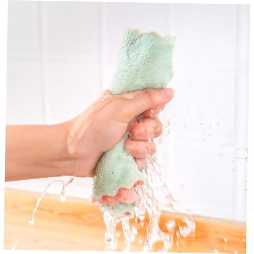 Double-layer Absorbent Microfiber Kitchen Dish Cloth towel