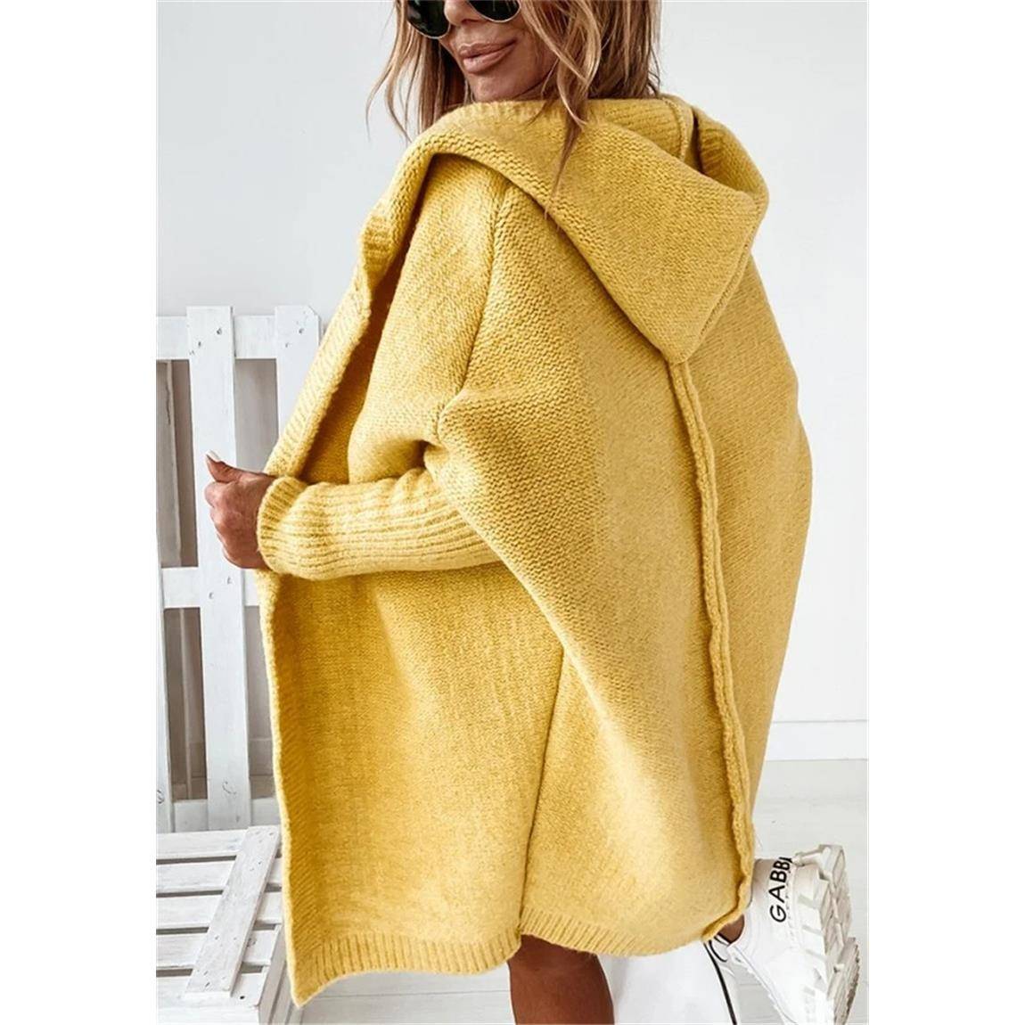 2024 New cardigan coat casual knit jacket 针织连帽蝙蝠袖外套