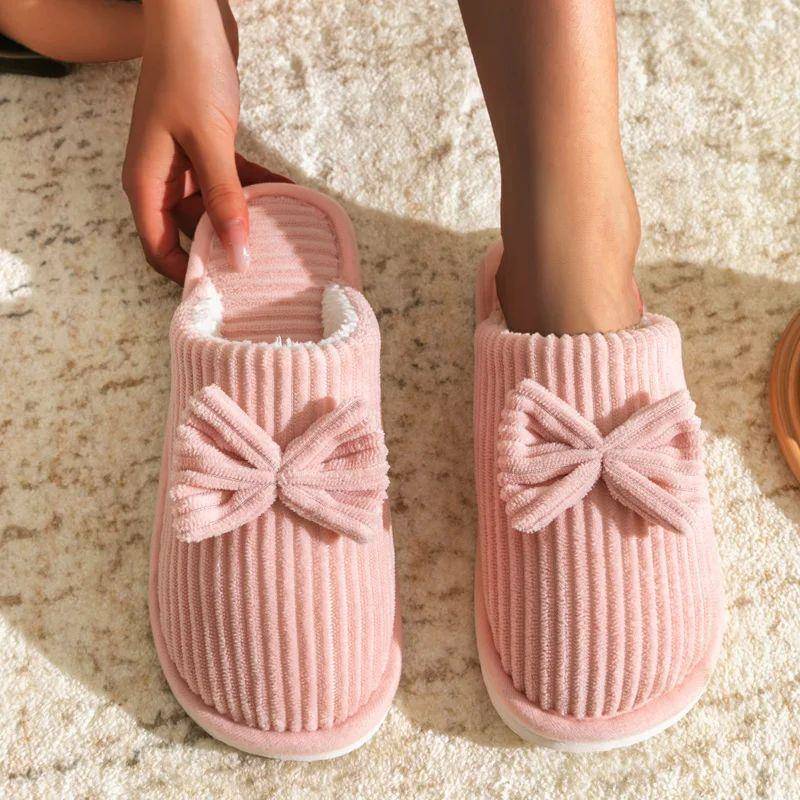 Fashion Women's Bow Slippers Fall/Winter Indoor Bedroom Floo