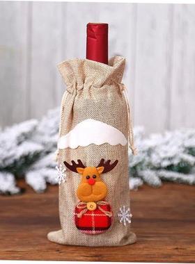 Christmas Wine Bottle Cover Cotton Linen Red Wine Bags Dinne