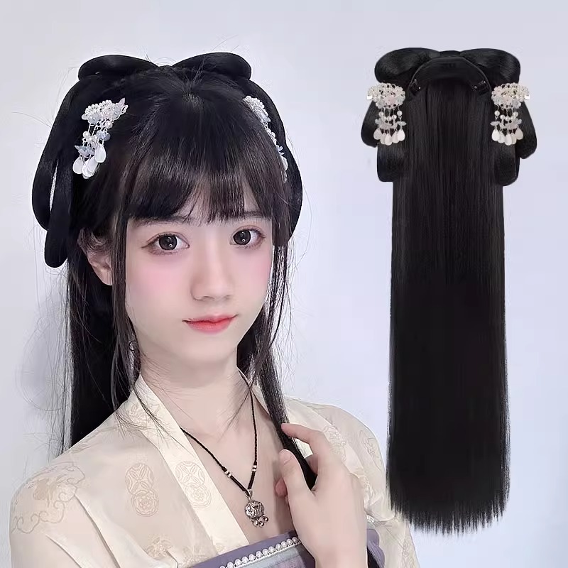 春秋汉服假发下单送盘发工具