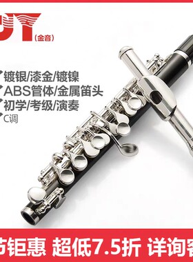 正品金音镀银E110短笛JYPC-E100乌木短笛A600长笛C掉白铜演奏专用