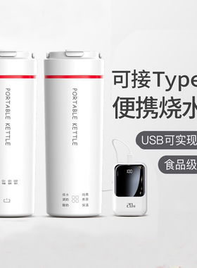 便携式烧水壶可type-c电热烧水杯家用旅行加热保温杯小型恒温壶瓶