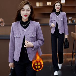 时尚韩版小香风夹棉服外套女2025冬季新款洋气质轻薄百搭短款棉衣