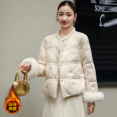 新中式国风设计师款羽绒服女2025冬季新款洋气质复古短款保暖外套