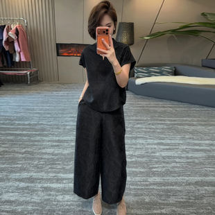 宽松休闲洋气质套装女士夏季新款时尚高级感显瘦垂感阔腿裤两件套