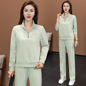 洋气百搭减龄运动套装 休闲立领卫衣直筒裤 时尚 新款 两件套女春季