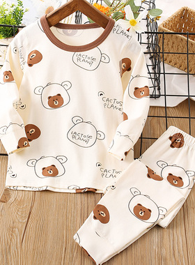 儿童秋衣秋裤套装全棉莱卡男女小童棉毛衫婴幼儿宝宝保暖内衣纯棉