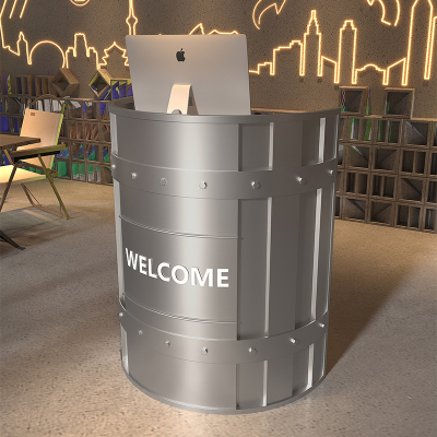 收银台吧台咨客台半圆弧形柜台餐饮店铺门口小型迎宾台前台接待台