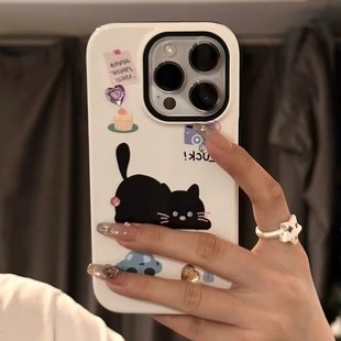 黑猫生活适用于苹果15手机壳全包iPhone14可爱13promax防摔11双层苹果vivo华为oppo小米一加魅族荣耀红米iPho