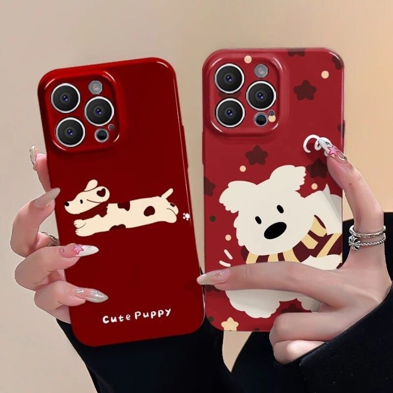 新年小狗苹果16手机壳iPhone15菲林14软壳13promax红色12女11xr78苹果vivo华为oppo小米一加魅族荣耀红米