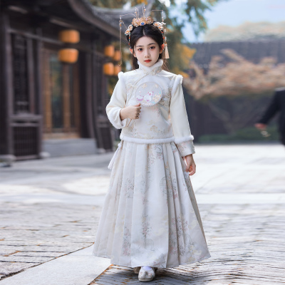 汉服女童2025新款冬装加绒加厚儿童冬款古风马面裙套装冬季国风暖