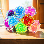 七彩炫光玫瑰花星空彩金玫瑰花浪漫情人节送老婆女友闺蜜生日礼物