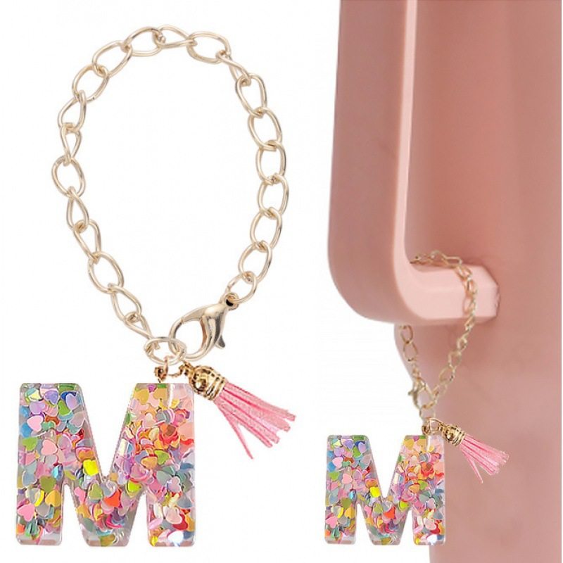 跨境新品 26英文字母树脂Stanley杯链英文字母链子可爱饰品挂件,服饰配件/皮带/帽子/围巾,钥匙扣,淘宝优惠券,粉丝福利购,淘宝优惠卷
