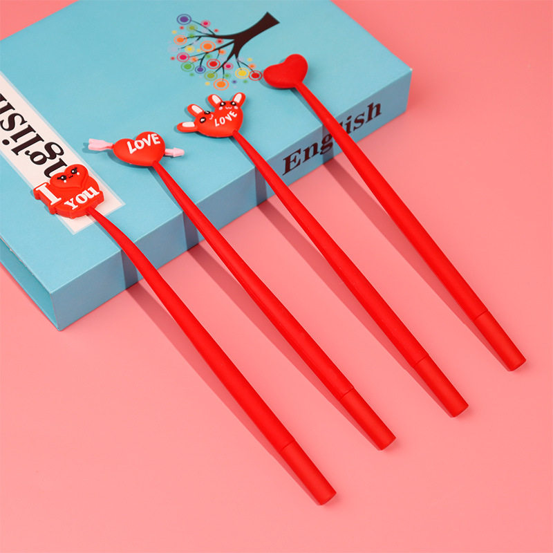 跨境硅胶情侣笔 七夕情人节笔 解压甩甩笔文具签字笔现货
