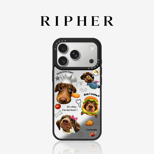 适用苹果18手机壳磁吸iphone17promax镜面16pro贪吃腊肠狗16plus个性15创意13保护套12卡通14带挂绳air高级感